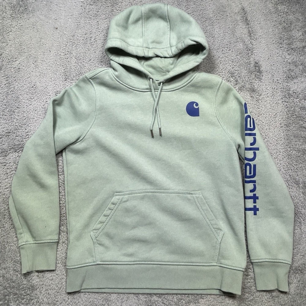 Carhartt Hoodie Women's Small (6-10) Mint Green Clarksburg Fleece Lined Pullover